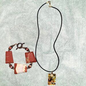 Jewelry Bundle - Murano Glass Necklace and Handmade Stone/Copper Bracelet